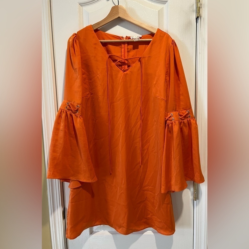 Venus Boho Burnt Orange Dress with bell sleeves size medium